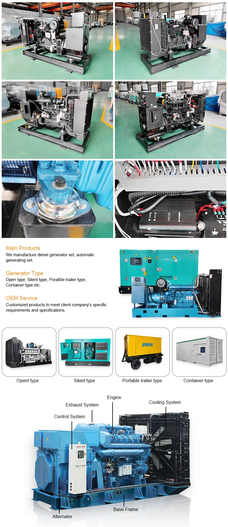 Generador de Marco Abierto 180kVA Motor Cummings 6CTA8.3-G2 Potencia Principal 160kw Generador de Energía
