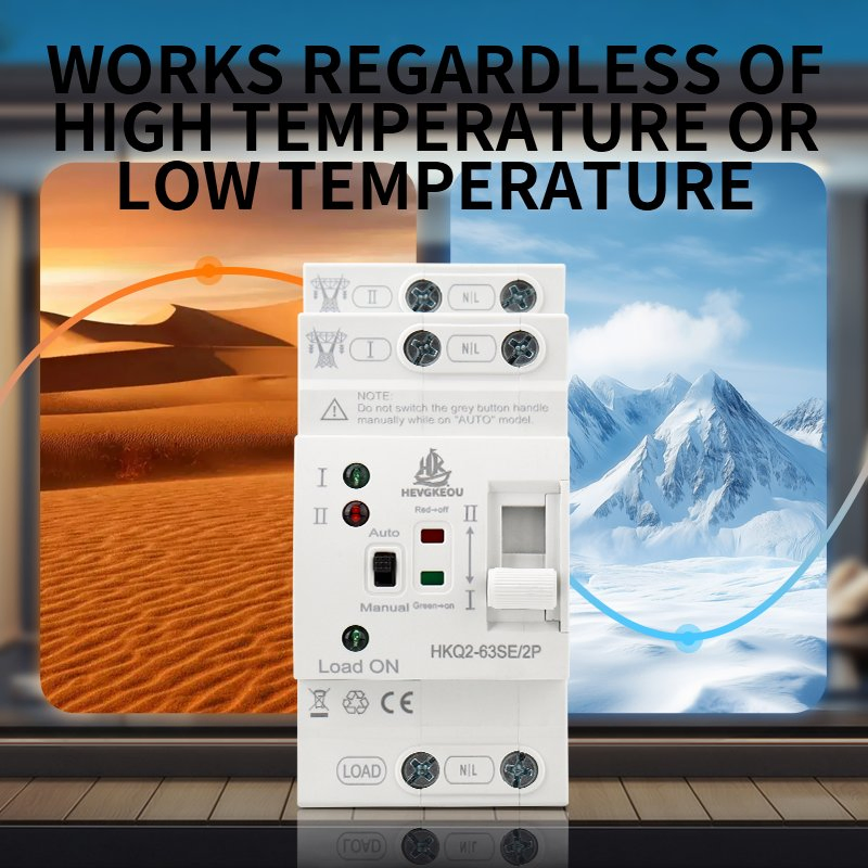 Ae 2p 80A Interruptor de Transferencia Automático Inteligente para Riel DIN Selector de Doble Potencia para Sistema de Inversor Solar Controlador Inteligente