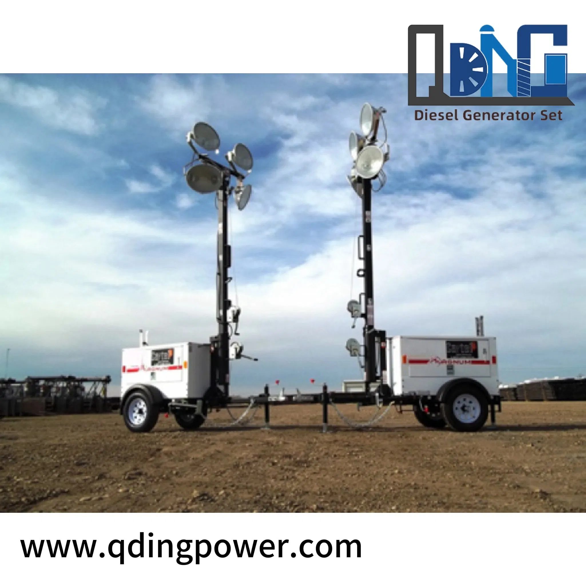 Torre de luz móvil remolcable con 6kw generador diésel silencioso 50Hz super silencioso