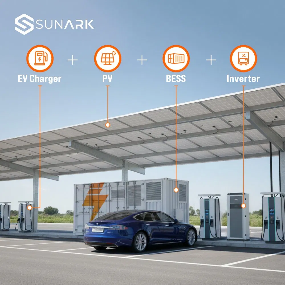 Contenedor Sunark de Grado Comercial Bess 500kw 1mwh con Módulos Todo en Uno LiFePO4 para Sistema de Respaldo de Energía en Fábricas Industriales