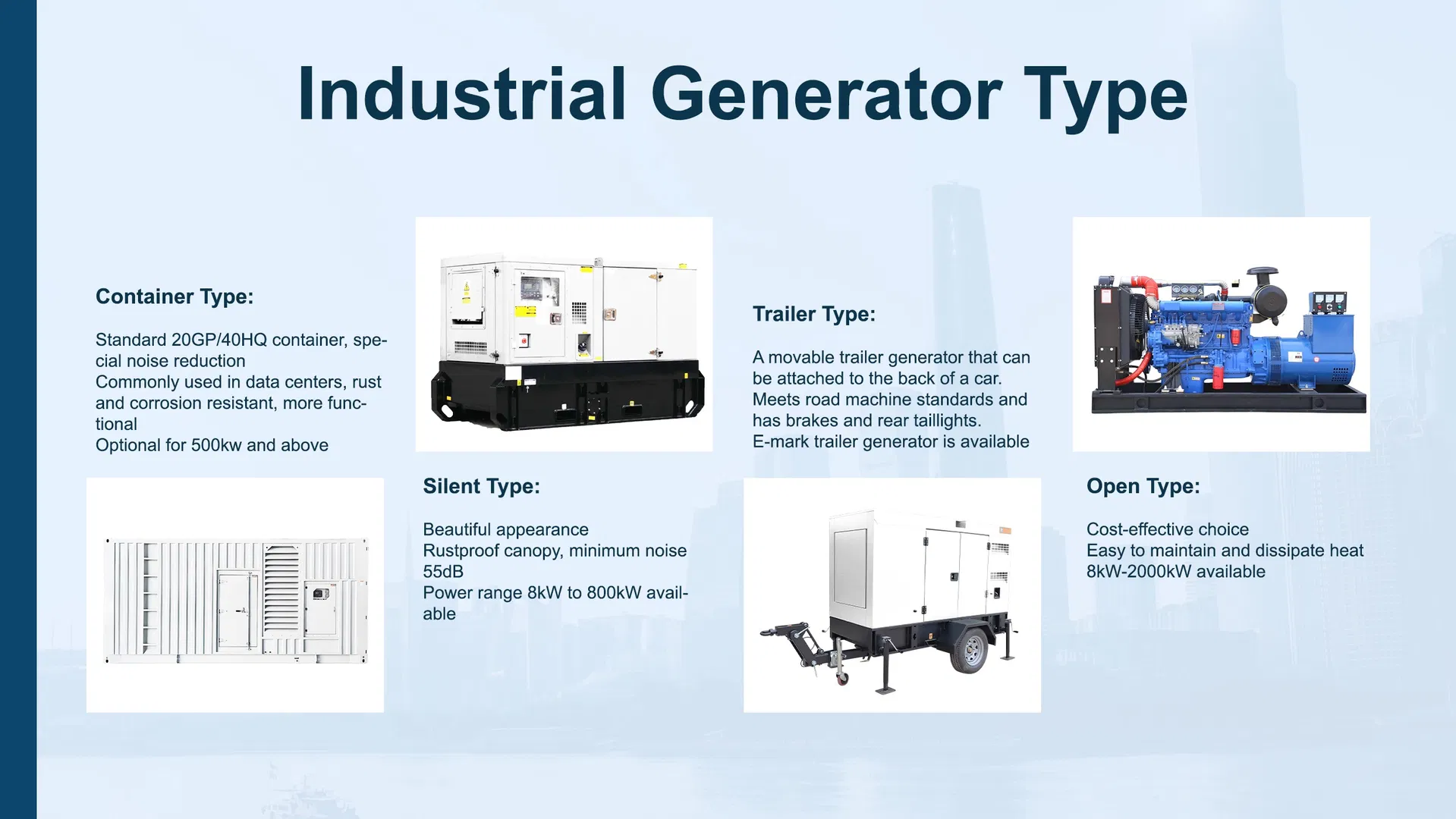 150kw-1500kw Generador de motor diésel de tipo marco abierto fabricante OEM