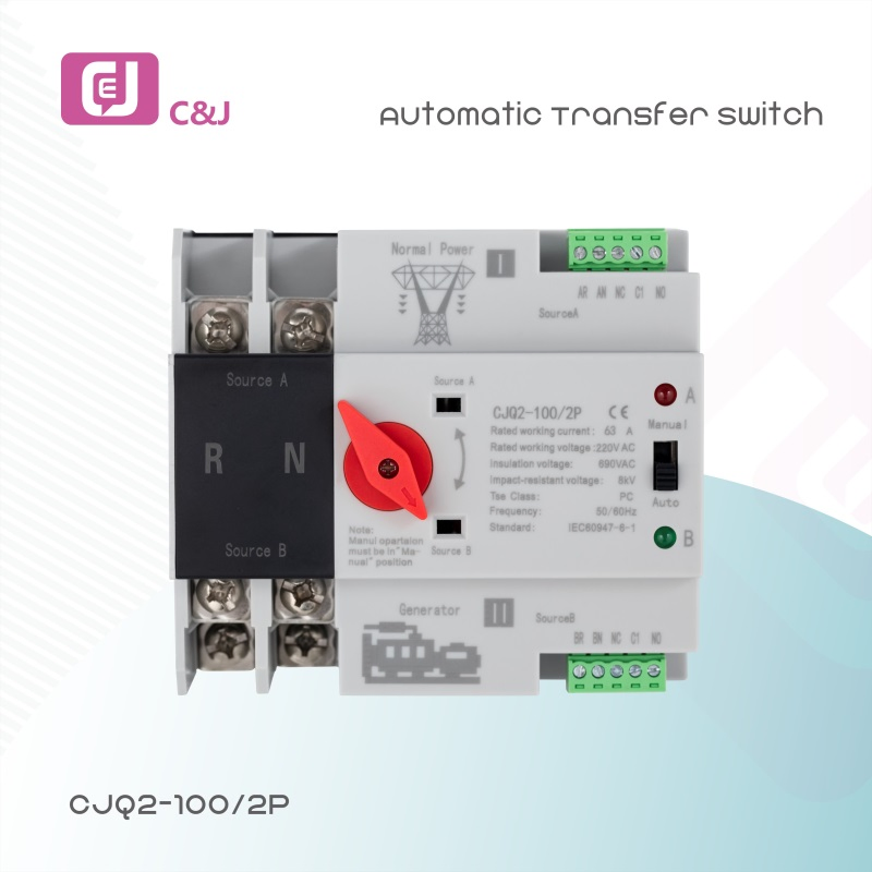 Precio de fábrica Cjq2-100 2p Interruptor de cambio inteligente ATS WiFi Interruptor de transferencia automática eléctrica