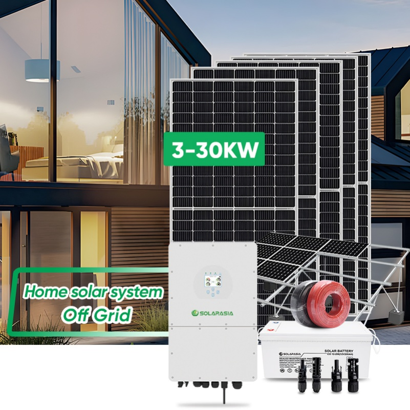 30kw Kit solar completo fuera de la red con baterías de litio inversores energía solar portátil paneles de mejor eficiencia para respaldo de energía industrial y sostenible