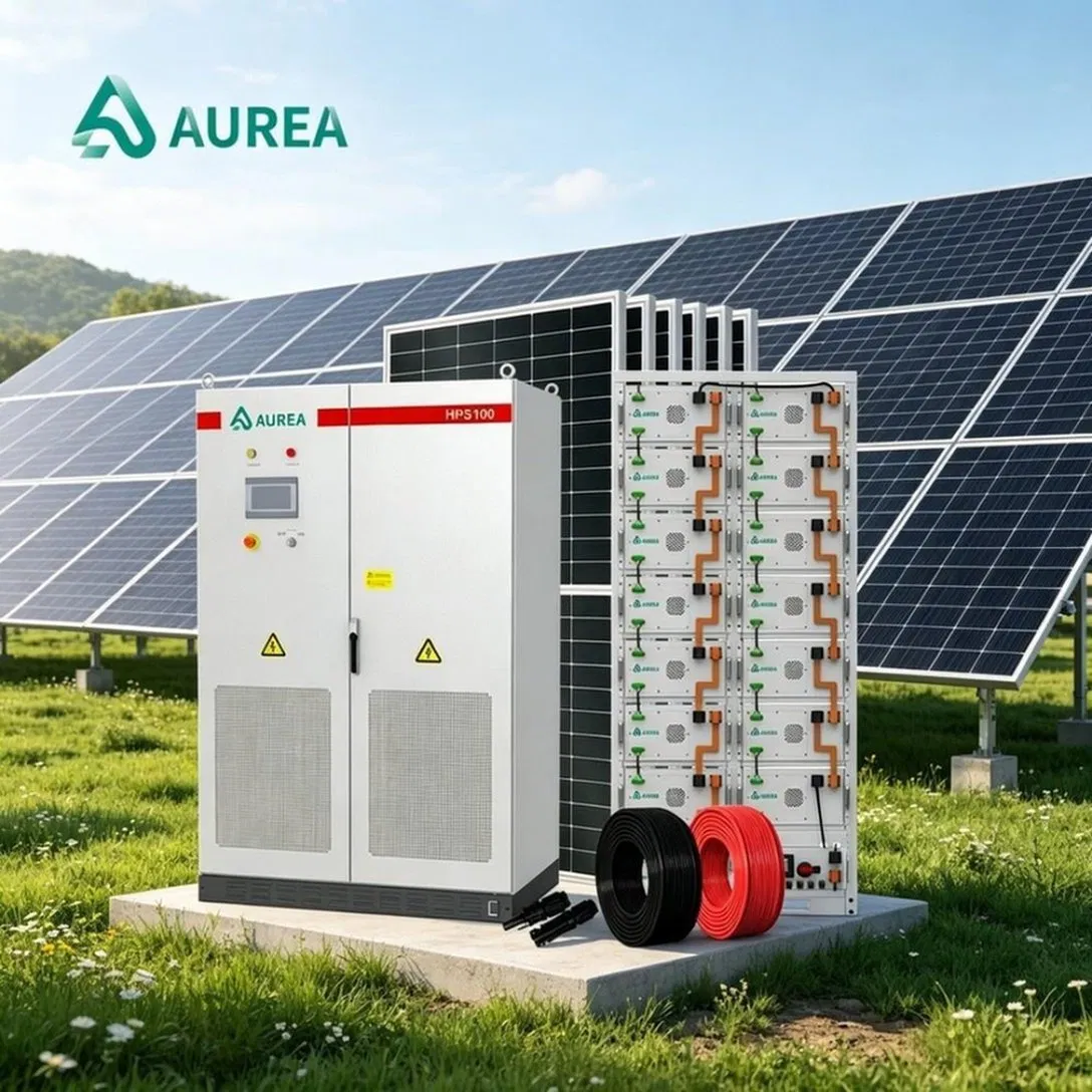Conjunto Completo Aurea 500kw 700kw 800kw Estación Solar Industrial fuera de la Red Sistema Híbrido de Almacenamiento de Energía Solar Respaldo de Energía de Emergencia para Granja Minera Parque Comercial