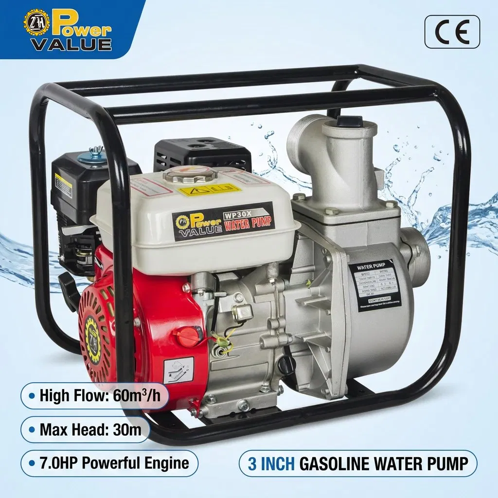 6.5HP Motor 3 Bomba de Agua de Gasolina de 1 Pulgada de Alto Flujo Bomba de Riego Agrícola Portátil Bomba de Agua de Petróleo para Jardín Riego de Granja Drenaje