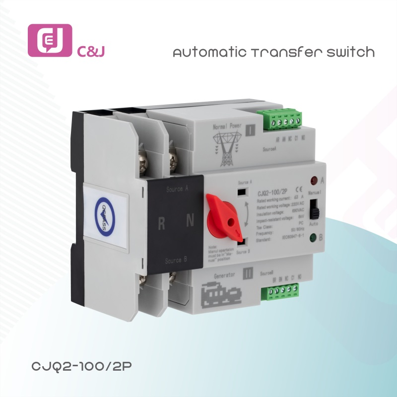 Precio de fábrica Cjq2-100 2p Interruptor de cambio inteligente ATS WiFi Interruptor de transferencia automática eléctrica