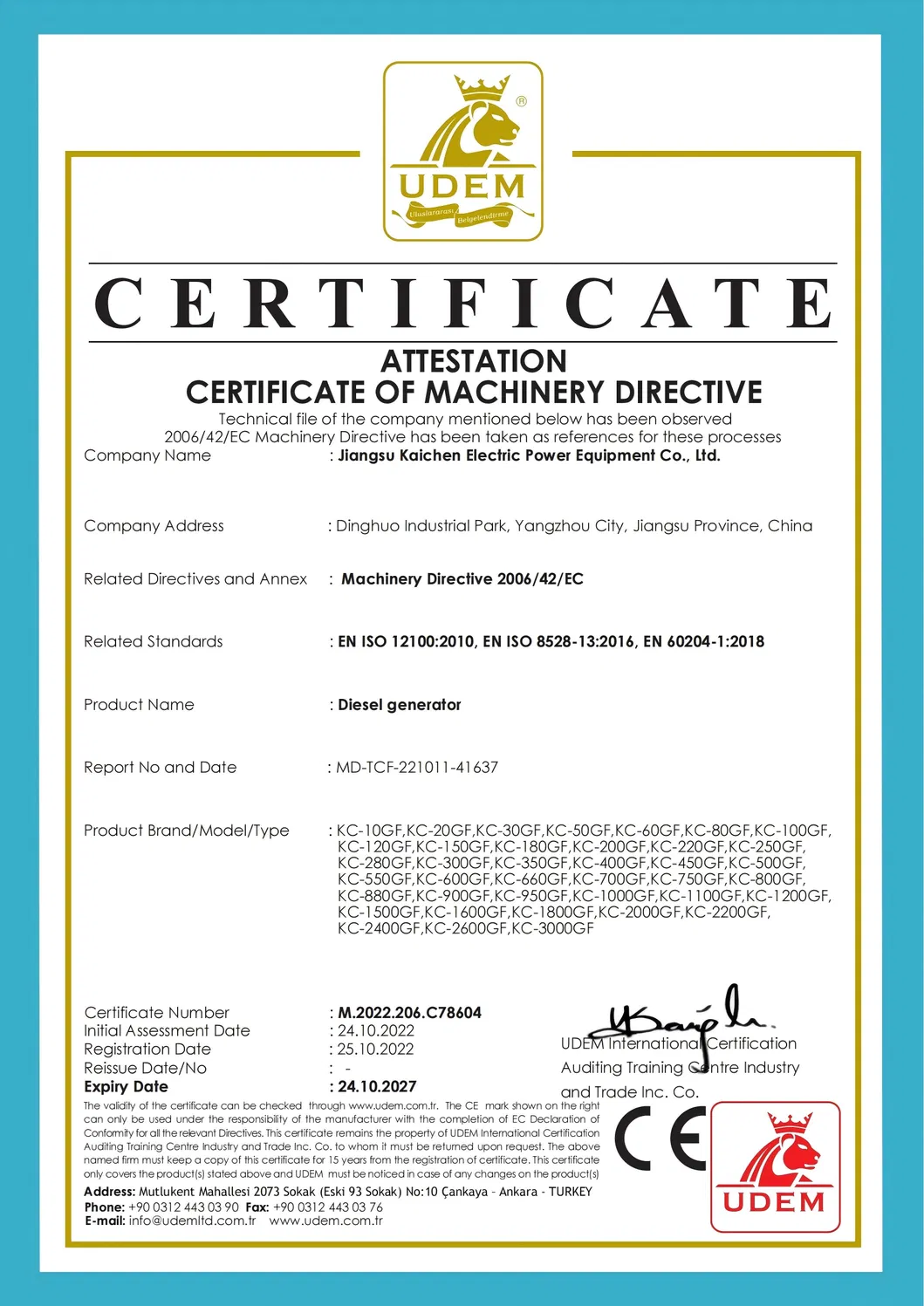Certificado de calidad 1