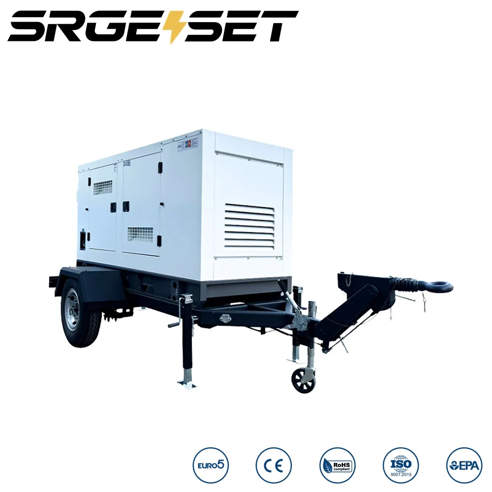 38kw 5000m Generador de motor diésel silencioso y a prueba de sonido, remolque móvil, energía de emergencia