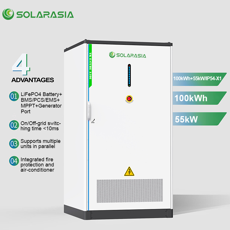 Sistema de Almacenamiento de Energía Solar con Batería de Litio Industrial Comercial Ess 50kw 100kwh para Energía de Respaldo