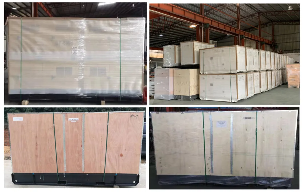 Embalaje de Cajas de Contrachapado y Carga de Generadores