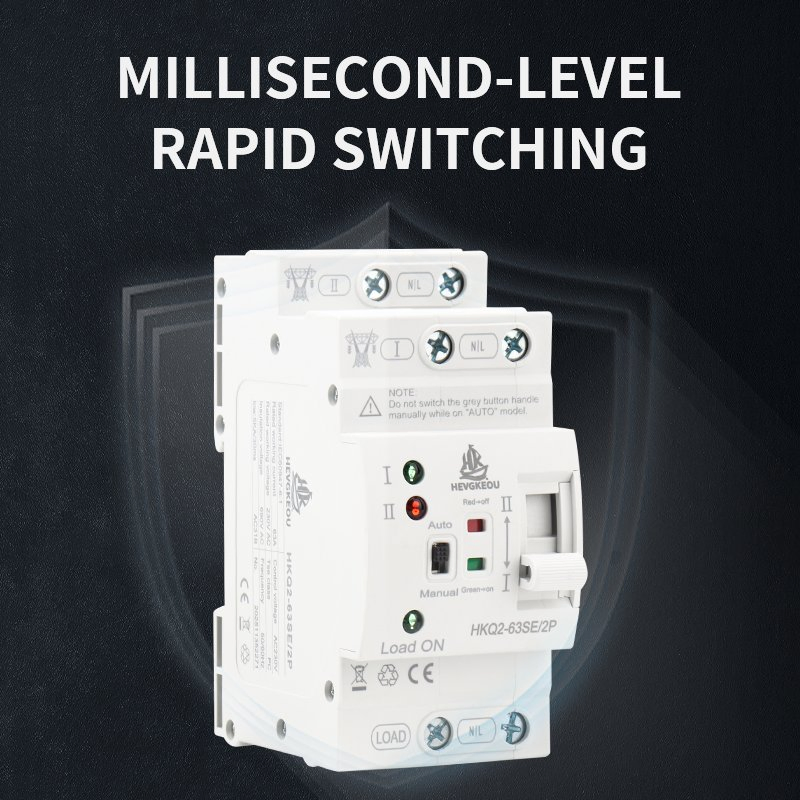 Ae 2p 80A Interruptor de Transferencia Automático Inteligente para Riel DIN Selector de Doble Potencia para Sistema de Inversor Solar Controlador Inteligente