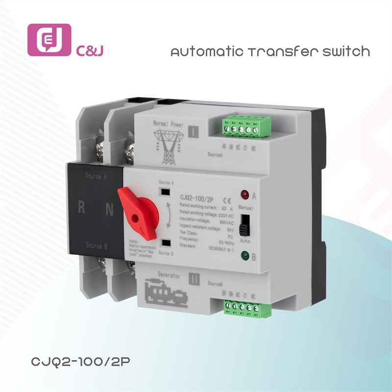 Precio de fábrica Cjq2-100 2p Interruptor de cambio inteligente ATS WiFi Interruptor de transferencia automática eléctrica