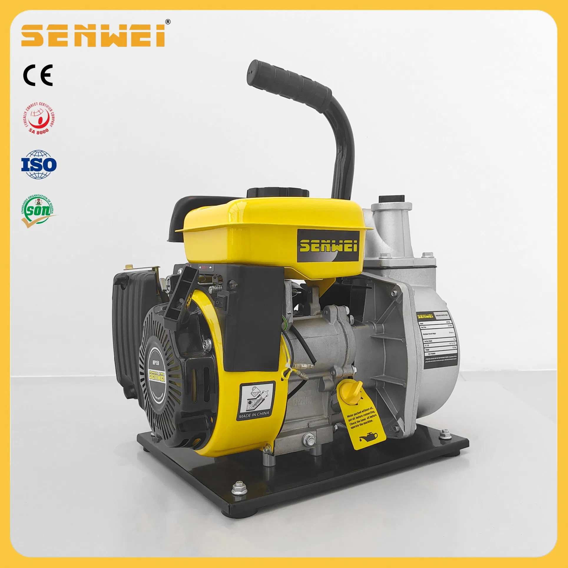 Senwei Wp15X Fábrica de Hogar Barco Agricultura Mina Construcción Uso Industrial Agrícola Irrigación Bomba de Agua de Gasolina de Gran Caudal Elevación Alta