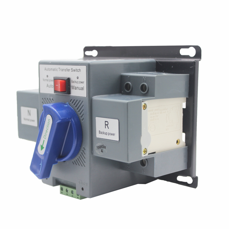 Interruptor de Transferencia Automática de Doble Potencia, 2 Polo, 63A Corriente Nominal Interruptor de Control de Apagado para Interrupción de Circuito CB Miniatura Inteligente