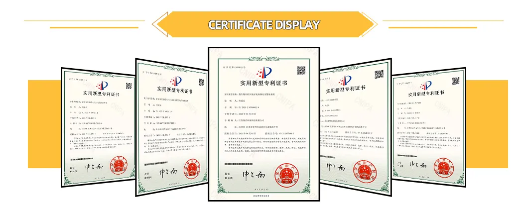 Certificaciones y patentes del equipo