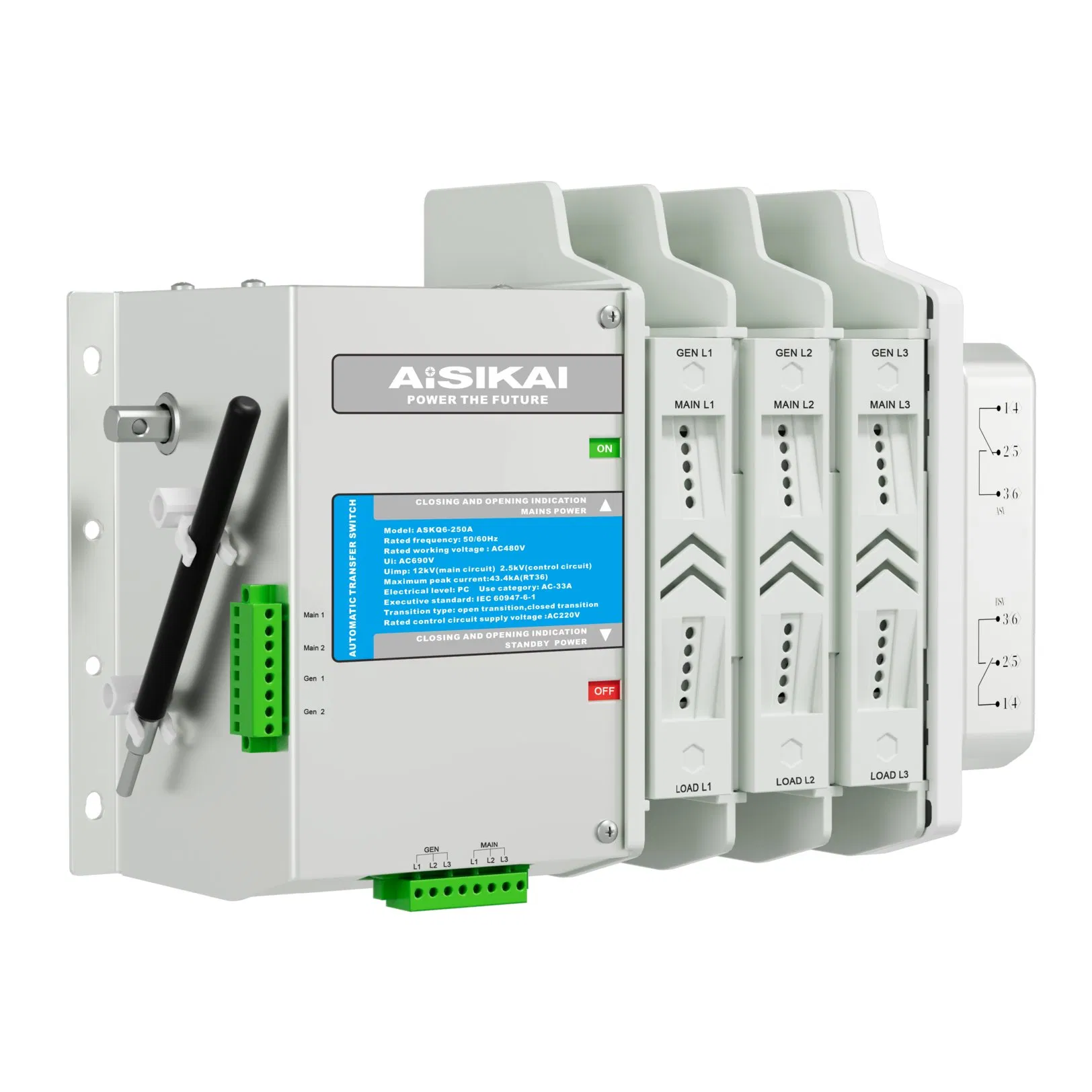 Aisiaki Askq6 Serie Interruptor de Transferencia Automática Inteligente 125A 4p