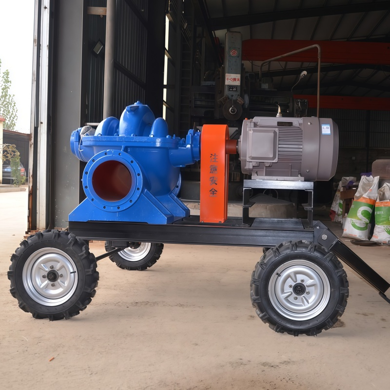 Bomba centrífuga automática de agua de gran caudal horizontal diésel para riego agrícola, bomba de doble succión de carcasa dividida