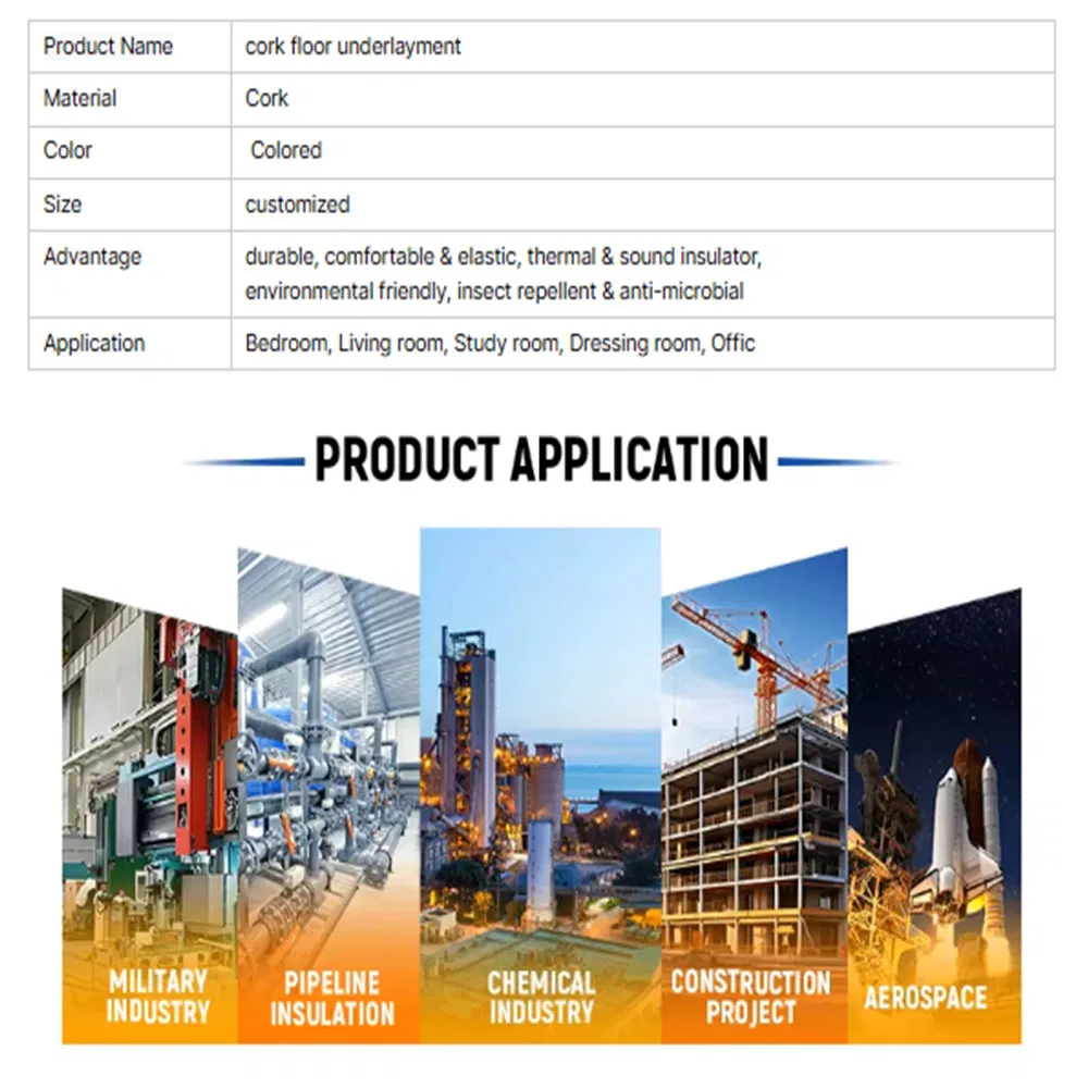 Anti Slip Cork Underlay Floor Cork Floor Tile Underlay Cork Roll