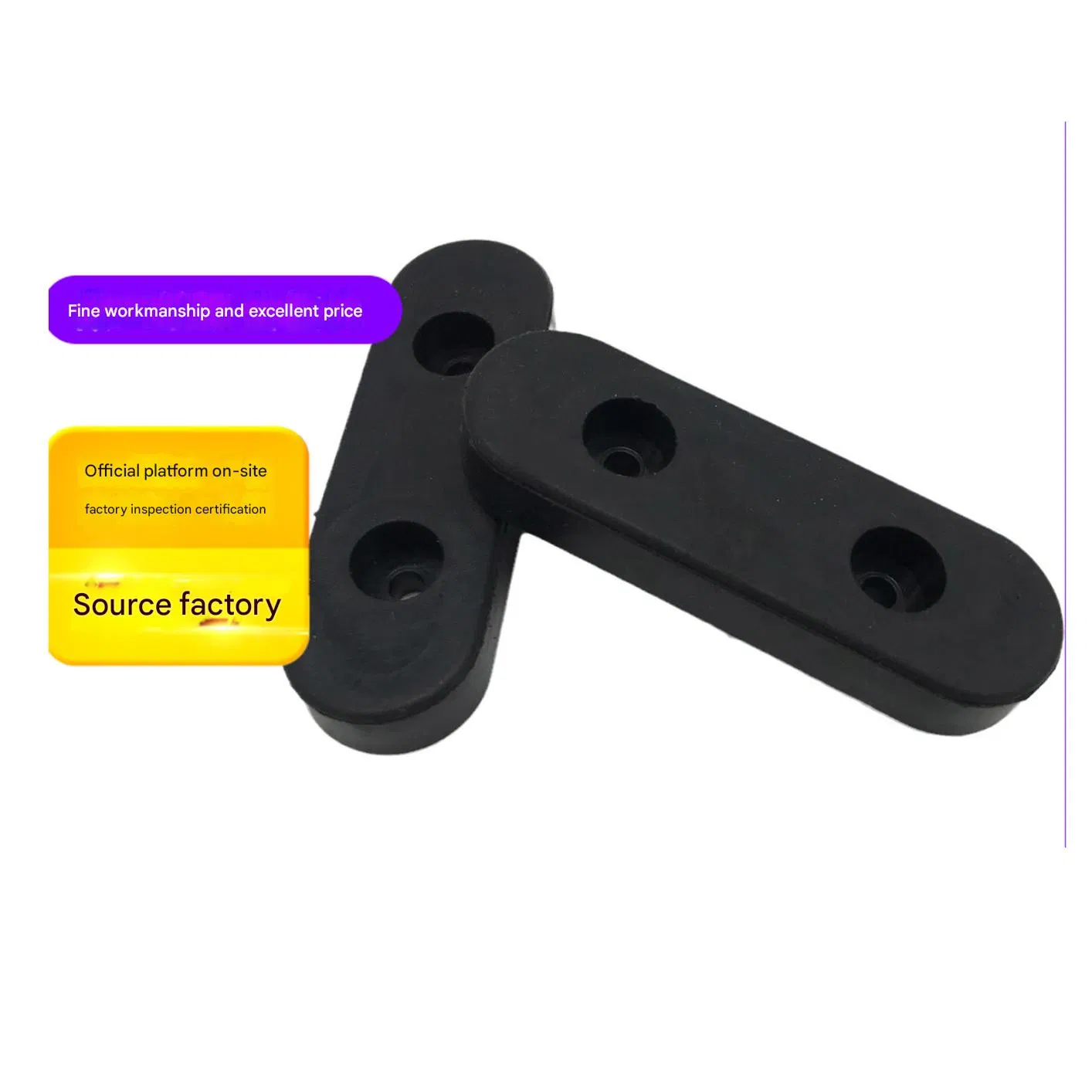 Black Double Hole Rubber Pad Anti-Slip Shock Absorption Shim for Machinery Equipment