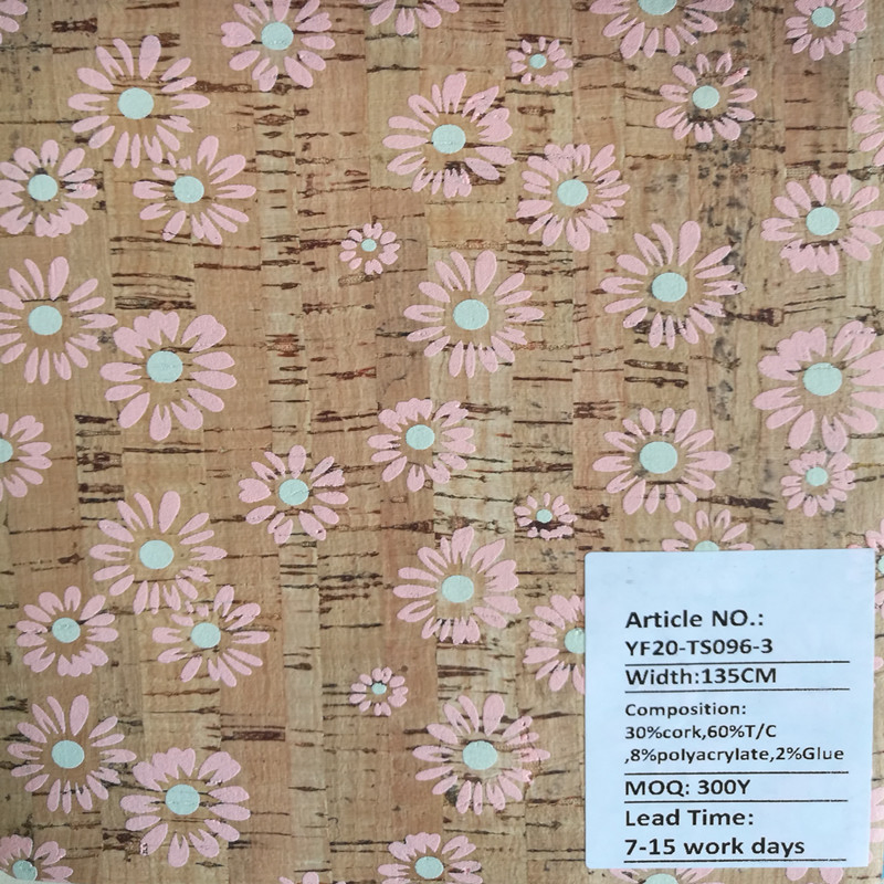 Printing Real Nature Cork PU Base Leather Cork Fabric (HS-PRINTcork33)