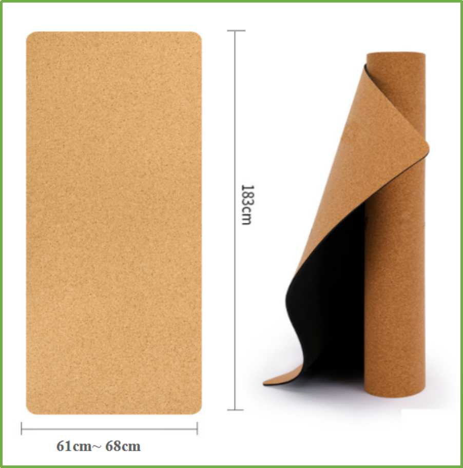 Eco Friendly Custom Print Natural Rubber Base Real Cork Yoga Mat (HS-YM-001)