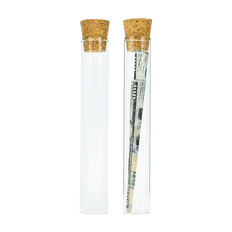 Glass Test Tube with Cork Lid Stopper High Borosilicate Glass Bottle for Pre Roll Food Glass Container