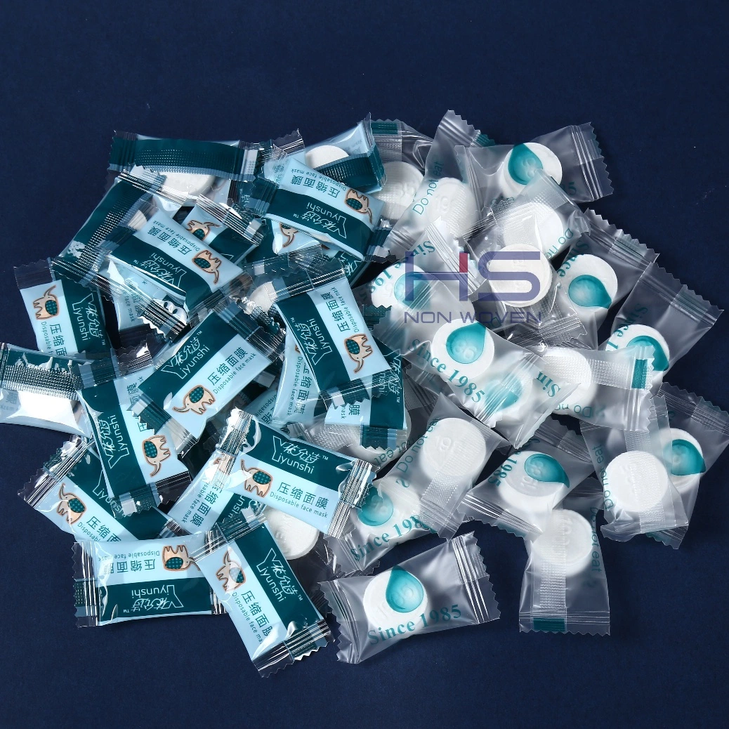 Non Woven Disposable Lint Free Cotton Facial Mask Sheet Compressed