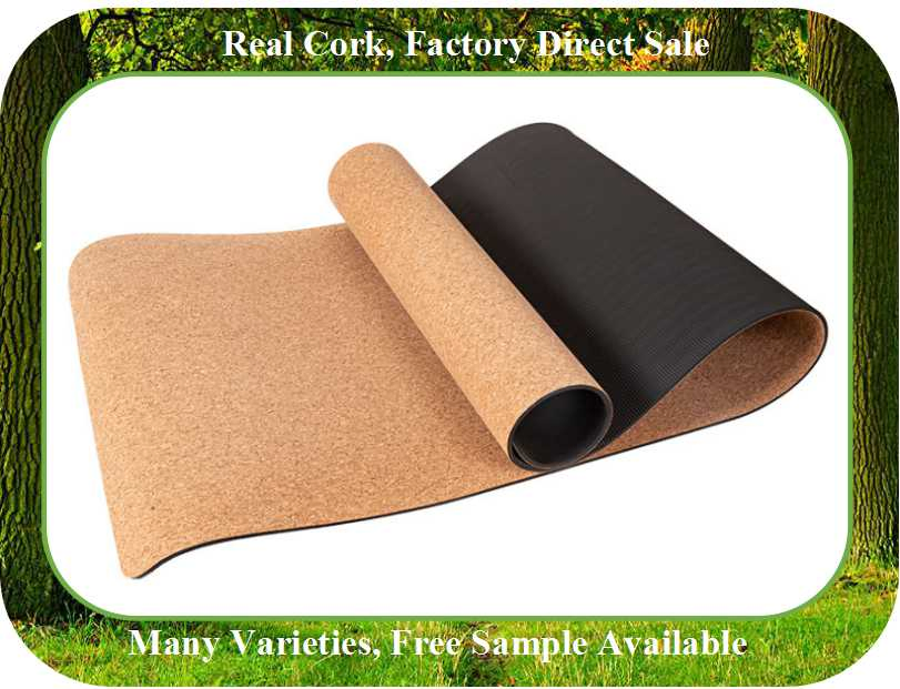 Eco Friendly Custom Print Natural Rubber Base Real Cork Yoga Mat (HS-YM-001)