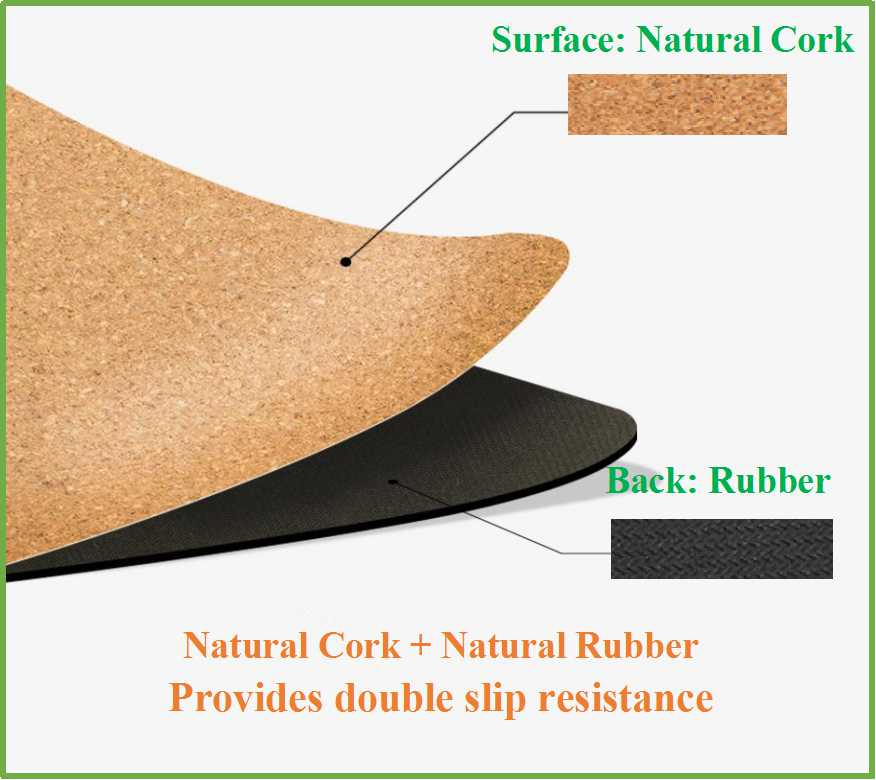 Eco Friendly Custom Print Natural Rubber Base Real Cork Yoga Mat (HS-YM-001)