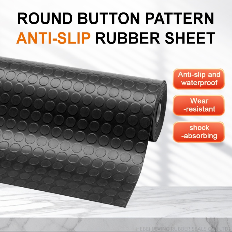 Black Pattern Rubber Pad Cushioning Elastic Silent Round Buckle Non-Slip Rubber Plate