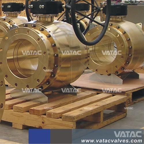 API DIN Trunnion Mounted Gearbox Flanged Brass Ball Valve