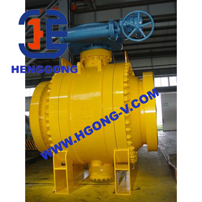 DIN/ANSI Worm Gear Wcb Cast Steel Trunnion A105 Mounted Gas Oil Plant Flange Ball Valve
