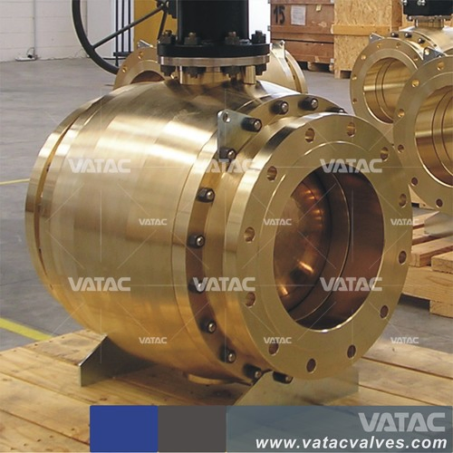 API DIN Trunnion Mounted Gearbox Flanged Brass Ball Valve
