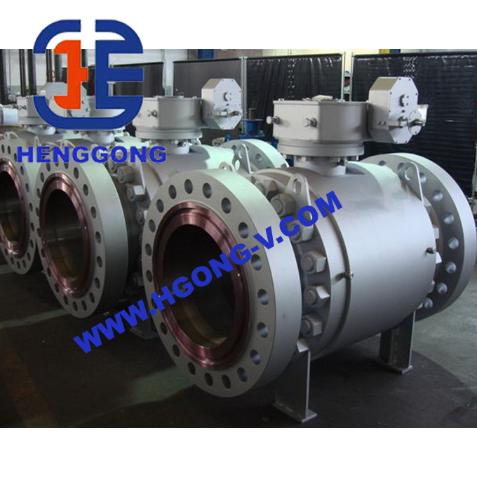 ANSI/DIN/JIS Worm Gear A105 900lb 304 316 Wcb Static Resistant Forged UPVC Trunnion Mounted Ball Valve