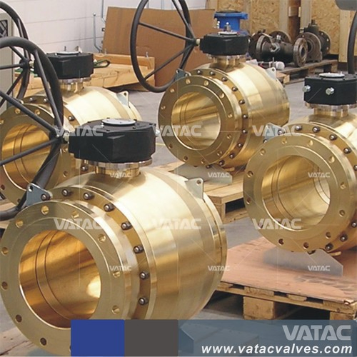 API DIN Trunnion Mounted Gearbox Flanged Brass Ball Valve