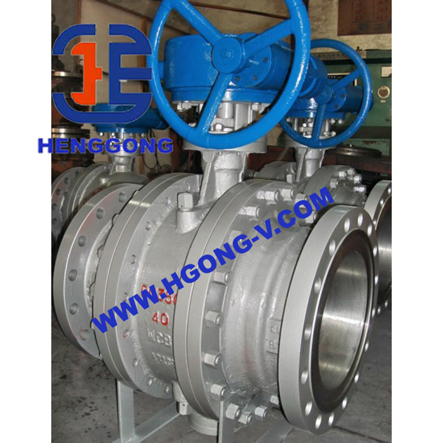 ANSI/DIN/JIS A105 Wcb 304 F91 Worm Gear Pneumatic Flange Forged Trunnion Mounted Gas Ball Valve