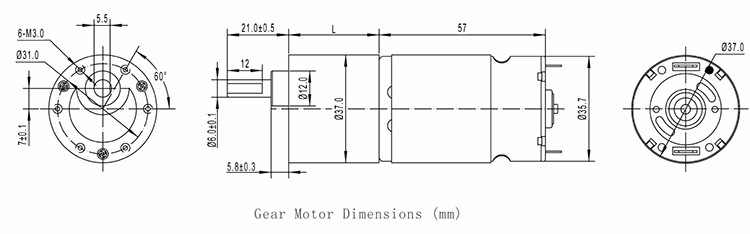 Motor specifications drawing
