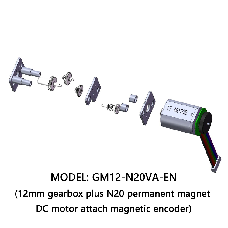 TT Motor GM12-N20VA-EN DC 6V Metal Brush Gear Motor with Hall Encoder 12V Electric Permanent Magnet Geared Motor