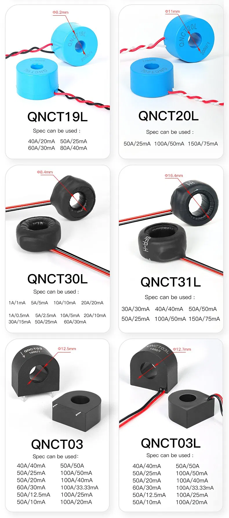 Sensor de Tipo Aberto Braçadeira CT Transformador de Corrente de Núcleo Dividido - 6