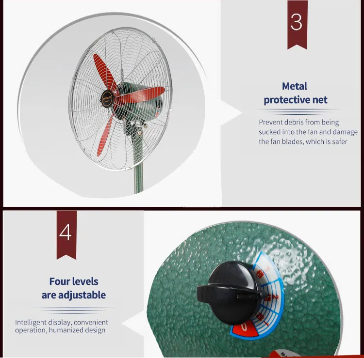 Ventilador Elétrico Poderoso Ventilador Industrial Alta Potência Ventilação de Fábrica Cabeça Oscilante Suporte de Chão Parede Suspensa Churrasco Grande Volume de Ar