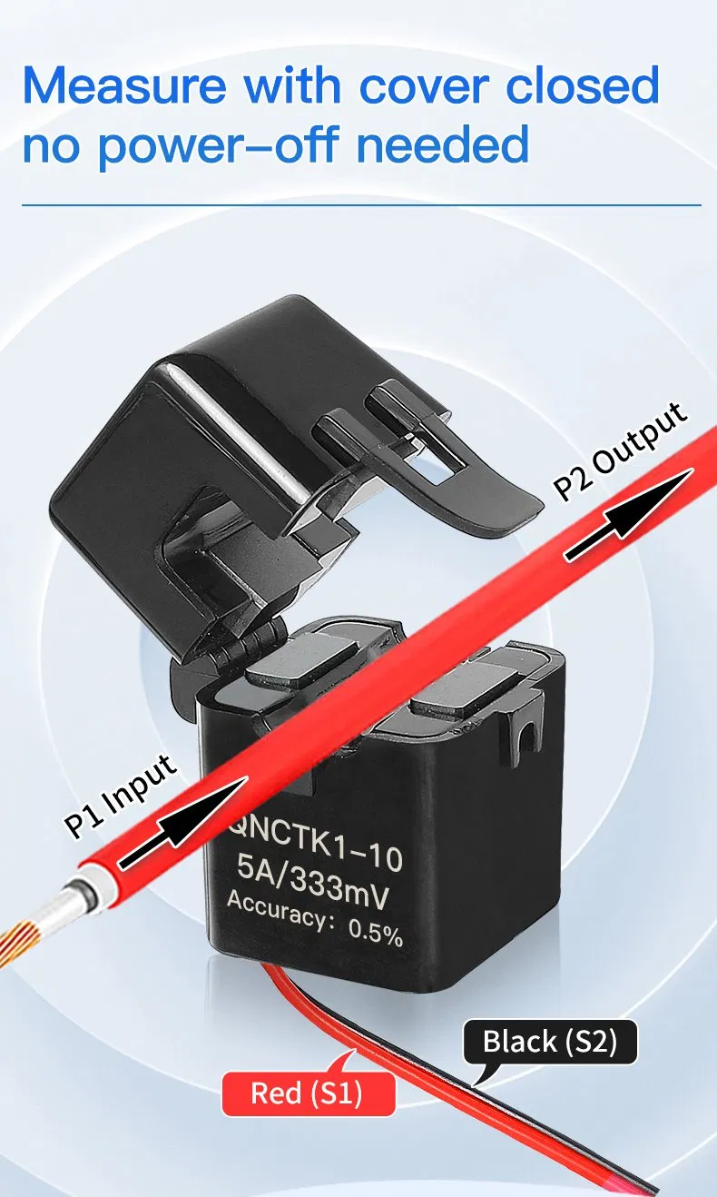 Qnctk1-16 100A/333mv 100A/1V Sensor de Corrente de Clampe CT Tipo Aberto Transformador de Corrente de Núcleo Dividido