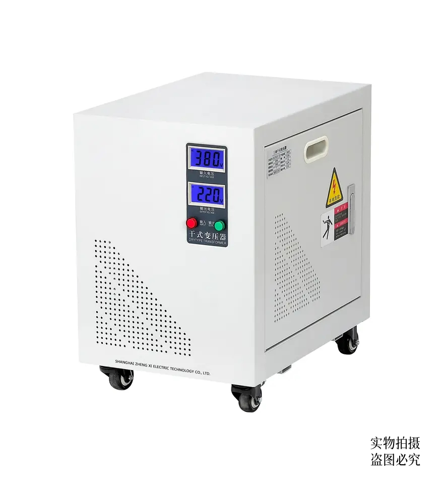 Fábrica de Vendas Diretas de Transformador de Isolamento LCD 220V-380V Elevar 3-Phase-100kVA Branco Potência Cobre-Ar-Refrigeração Sg-Ei Vertical