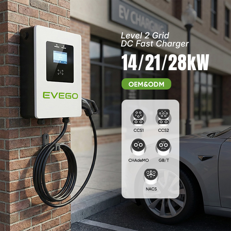 Evego 14kw Carregador Rápido de EV Montado na Parede DC EV Pedestal Instalação Fácil Uso Comercial e Residencial