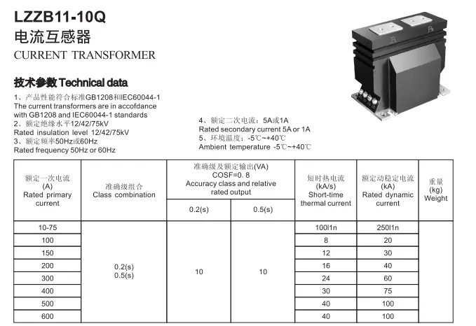 Lzzb11 11kv Transformador de Corrente de Núcleo Dividido de Sequência Monofásica com 50Hz Frequência para Uso Interno