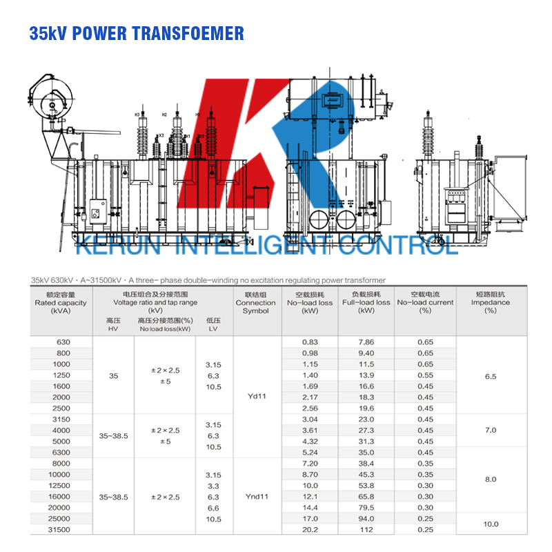 35kv-363kv 3.15kv-66kv 2000kVA-300mva Transformador de Potência Elétrico de Alta Tensão Imerso em Óleo para Subestação Grande