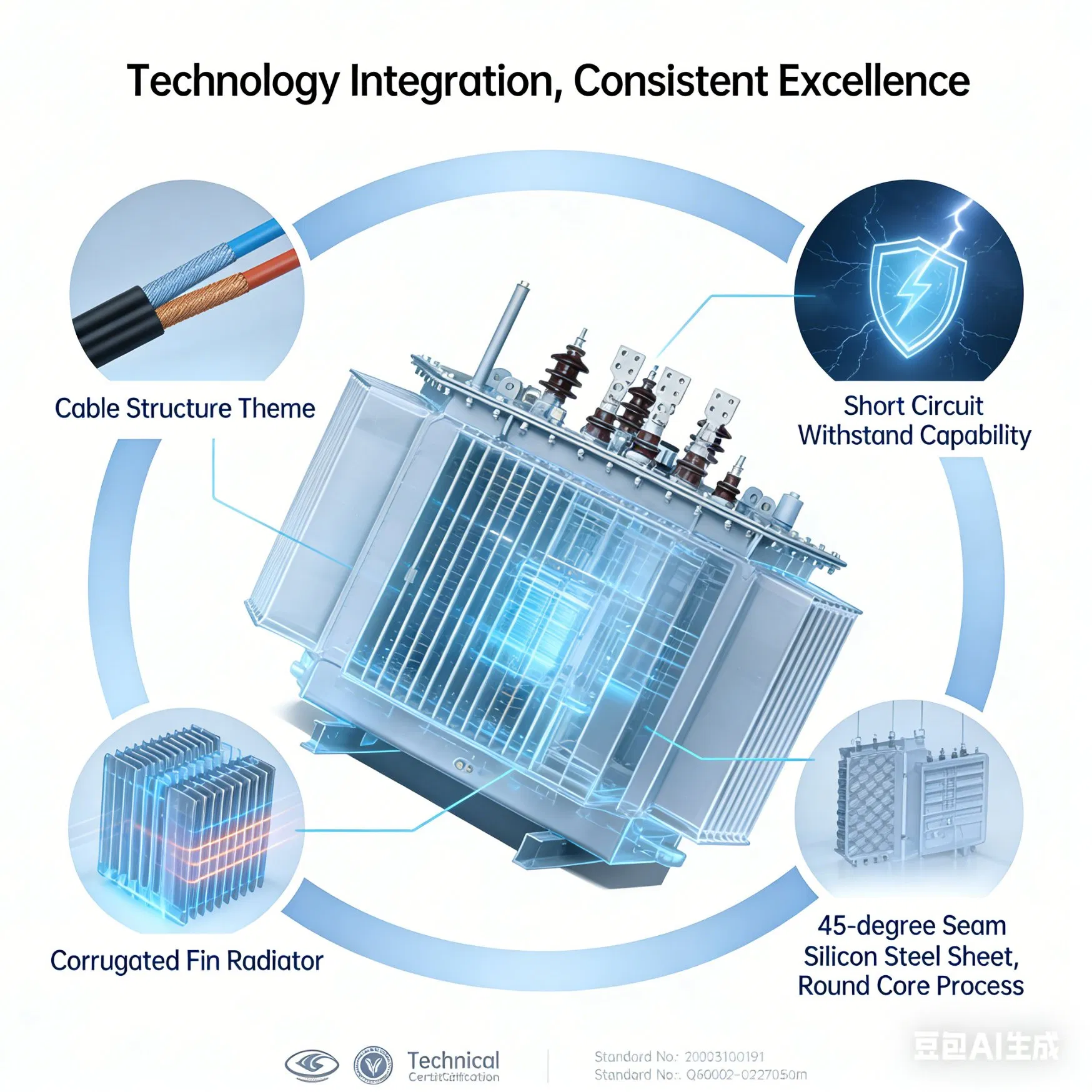 Distribuição de Energia Chbpower Subestação Compacta de Alta Tensão Trifásica Transformador Imerso em Óleo Elétrico Toroidal de Isolamento de Corrente 110kVA Alumínio Cobre