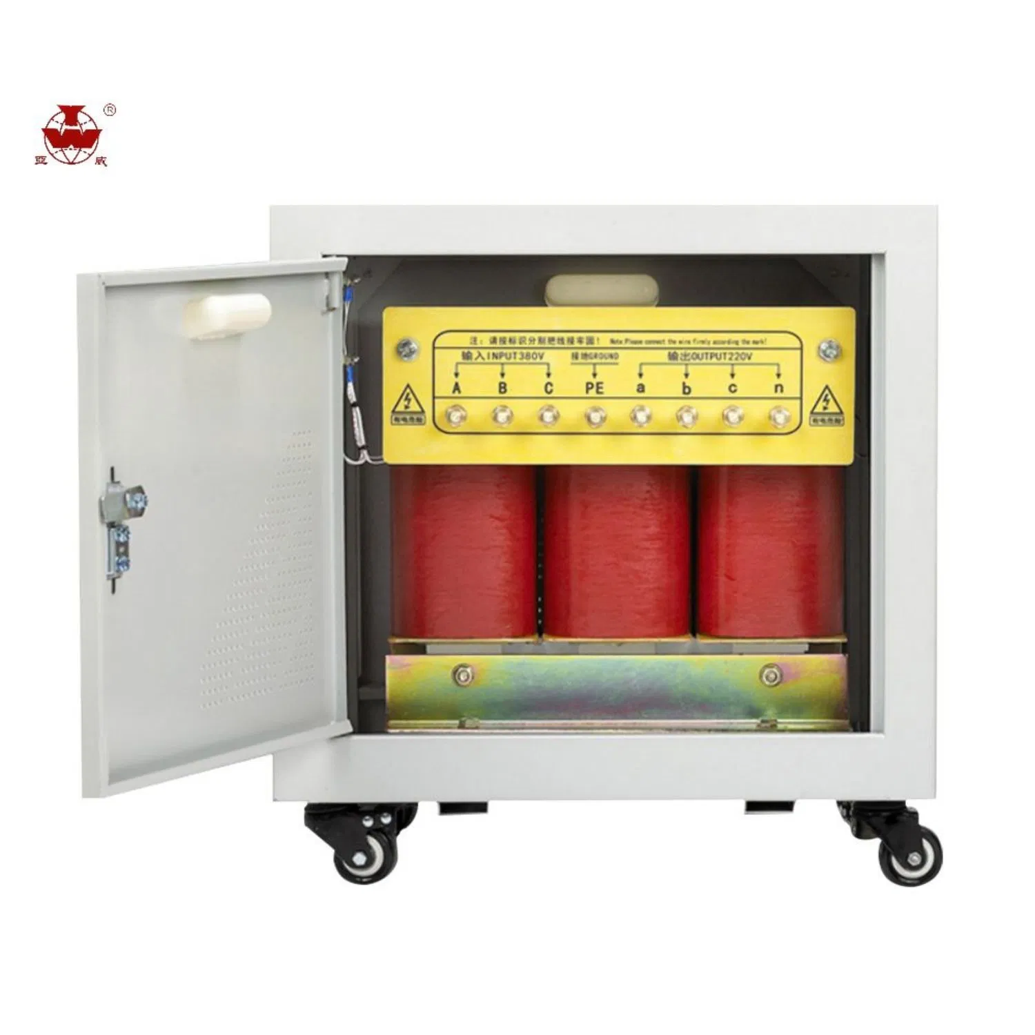 Fábrica de Vendas Diretas de Transformador de Isolamento LCD 220V-380V Elevar 3-Phase-100kVA Branco Potência Cobre-Ar-Refrigeração Sg-Ei Vertical
