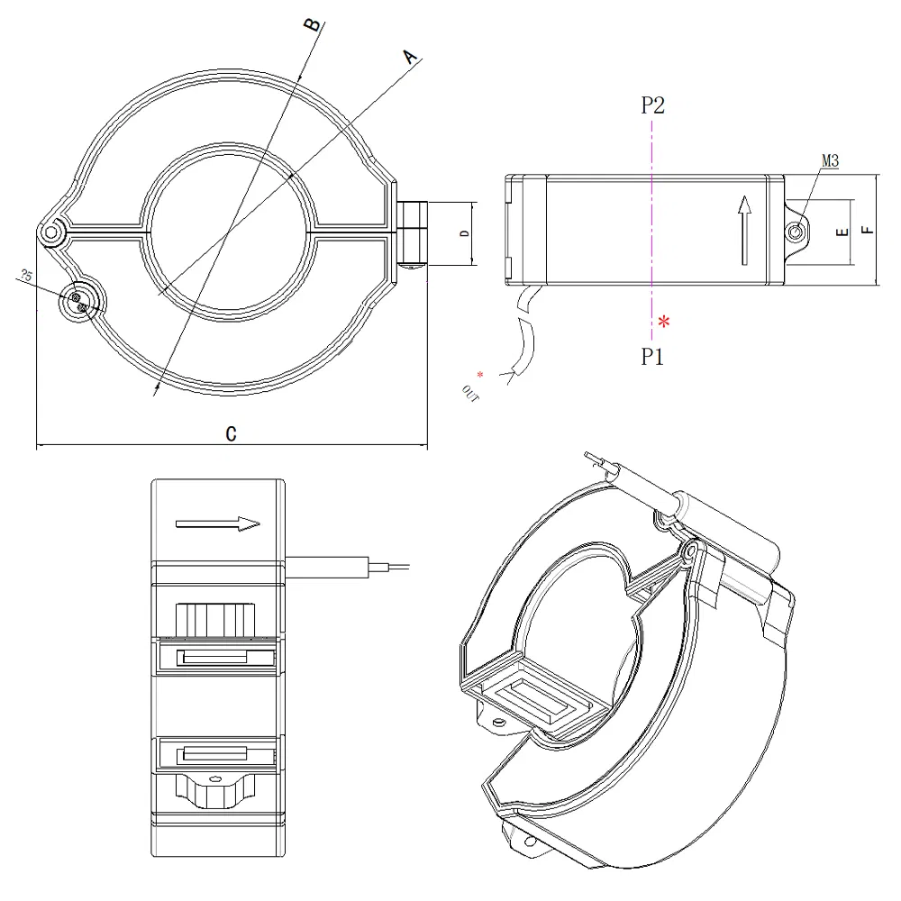 Transformador de Corrente de Núcleo Dividido à Prova d'Água para Uso Externo Transformador de Instrumento de Potencial