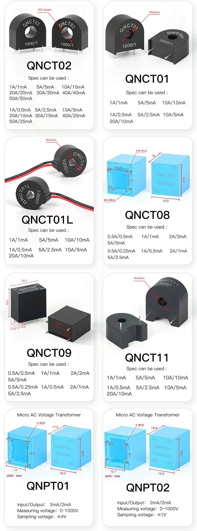 Sensor de Tipo Aberto Braçadeira CT Transformador de Corrente de Núcleo Dividido - 7
