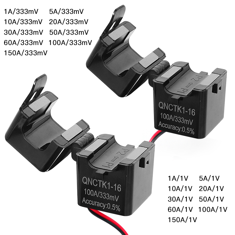 Qnctk1-16 100A/333mv 100A/1V Sensor de Corrente de Clampe CT Tipo Aberto Transformador de Corrente de Núcleo Dividido